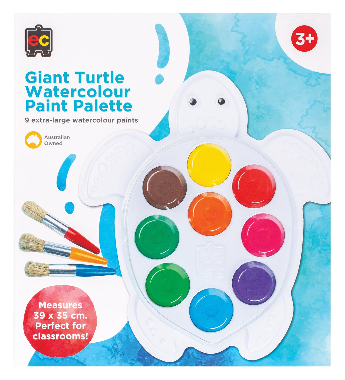Giant Turtle Watercolour Paint Palette 9 Extra Large Blocks 39 x 35cm