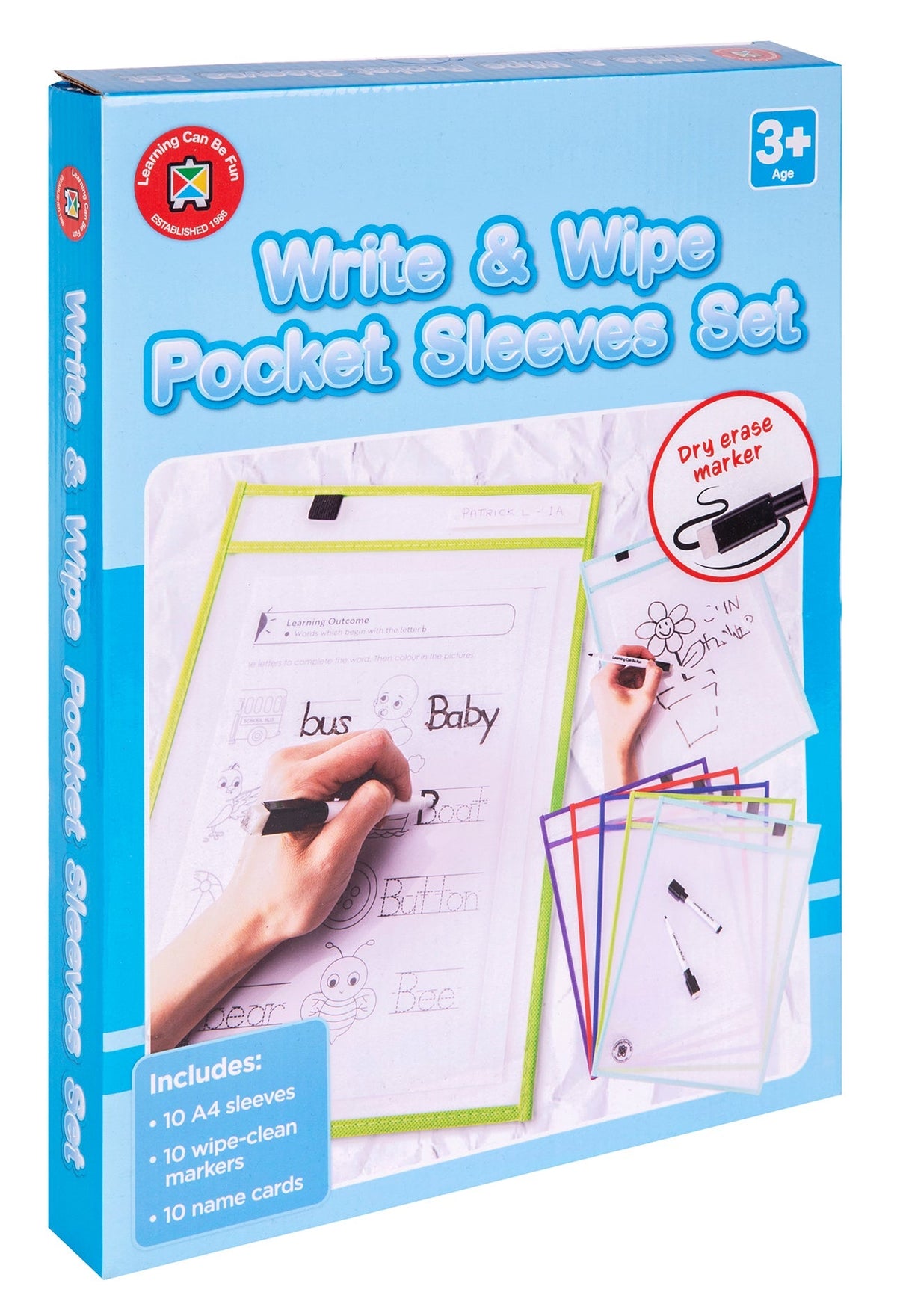A4 Write and Wipe Sleeves Pack of 10 Name Slot and Pen Loop