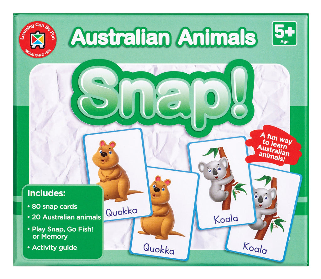 Australian Animals Snap Card Game 20 Native Animals 3 Games