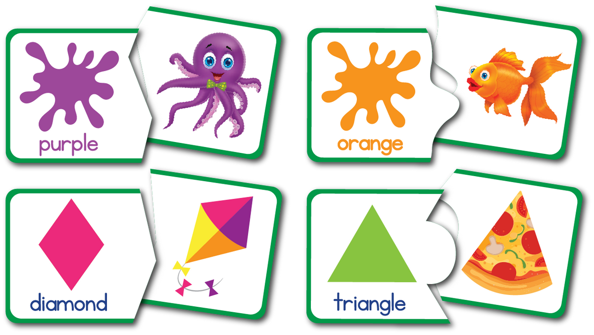 Colour and Shape Match Up Self Correcting Puzzles 11 Colours Shapes