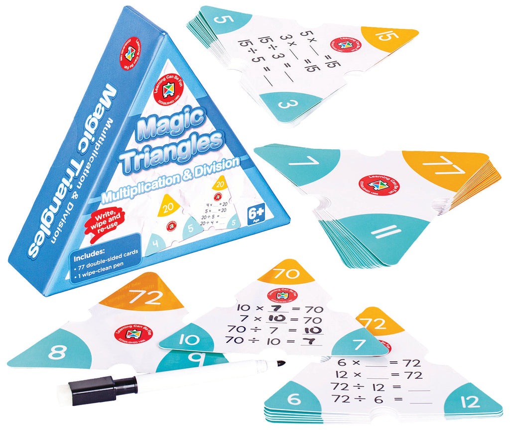 Multiplication Magic Triangles 72 Cards Times Tables to 12