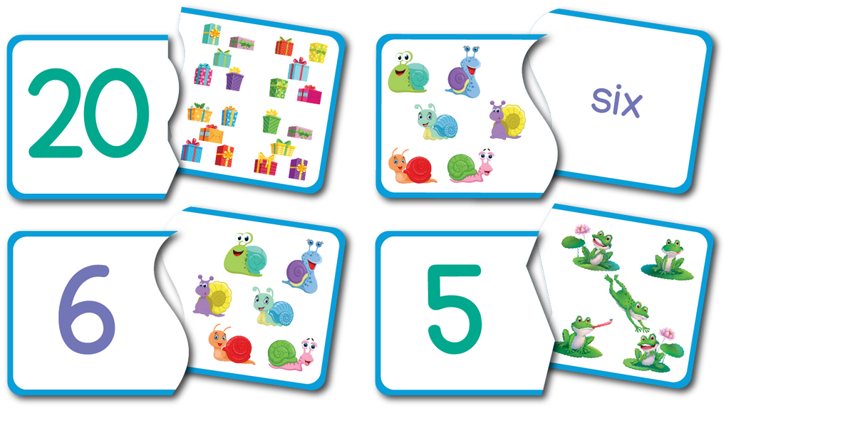 Numbers 1 to 20 Match Up Self Correcting Puzzles Numerals Words