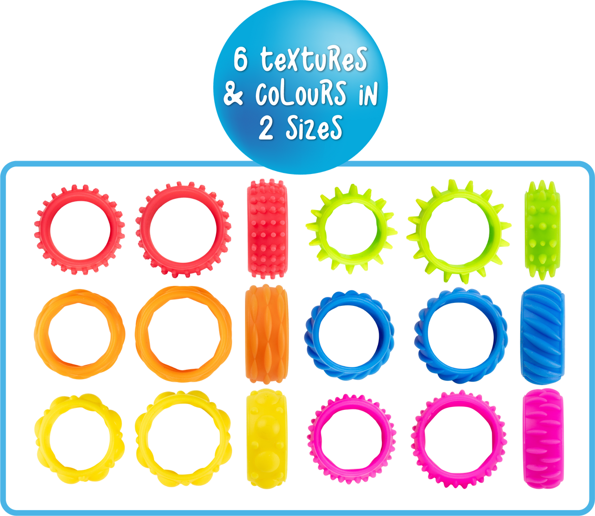 Sensory Sprouts Textured Fidget Rings Set of 12
