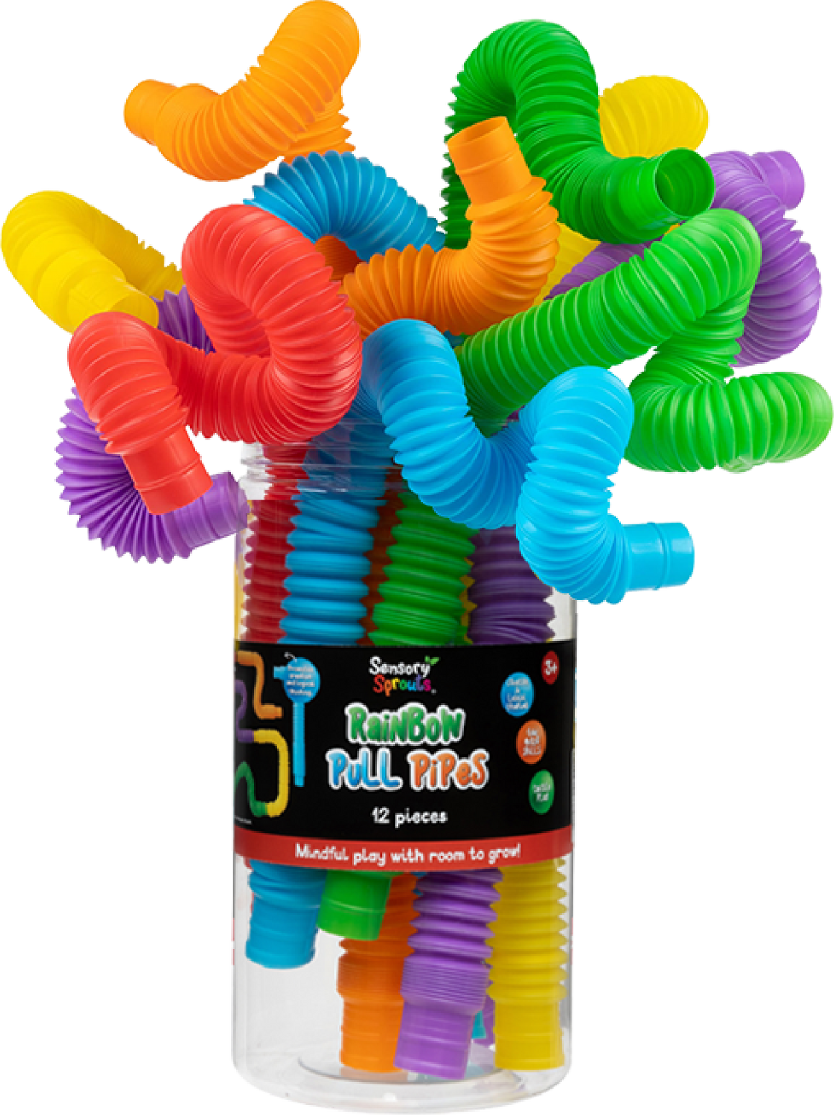 Sensory Sprouts Rainbow Pull Pipes Jar of 12