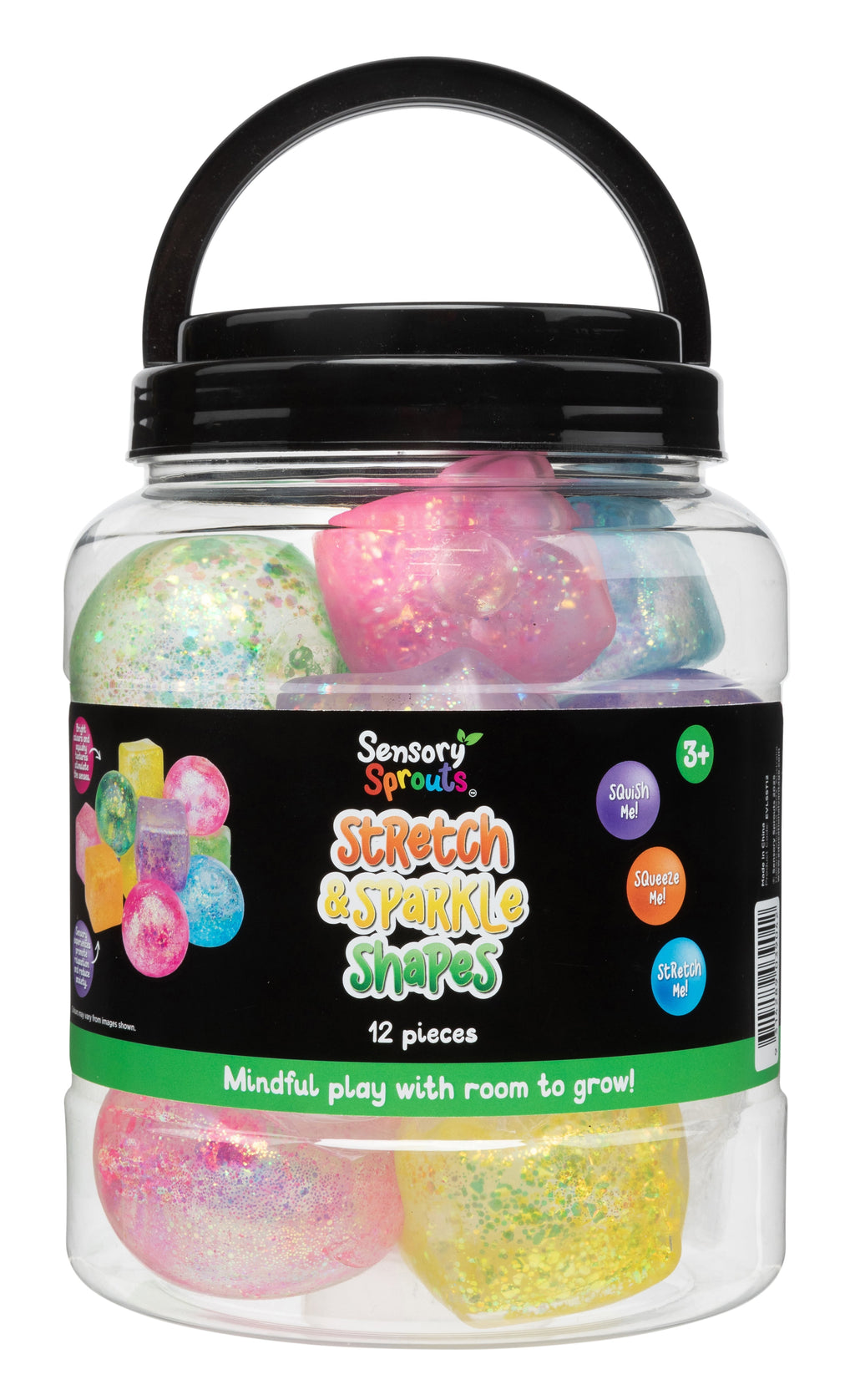 Sensory Sprouts Stretch and Sparkle Shapes Jar of 12