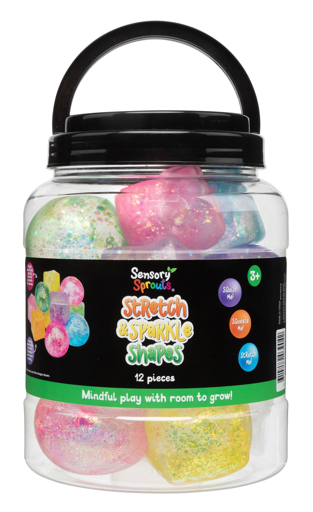 Sensory Sprouts Stretch and Sparkle Shapes Jar of 12