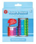 Twist and Slide Puzzle Set 2 Cylinder Puzzles Easy and Six Row