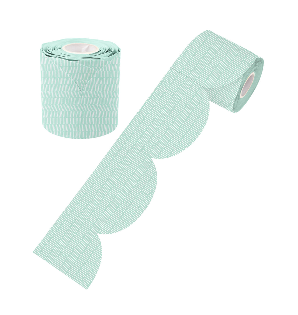 Learning Can Be Fun Mint Patterned Rolled Scalloped Border 15.24m