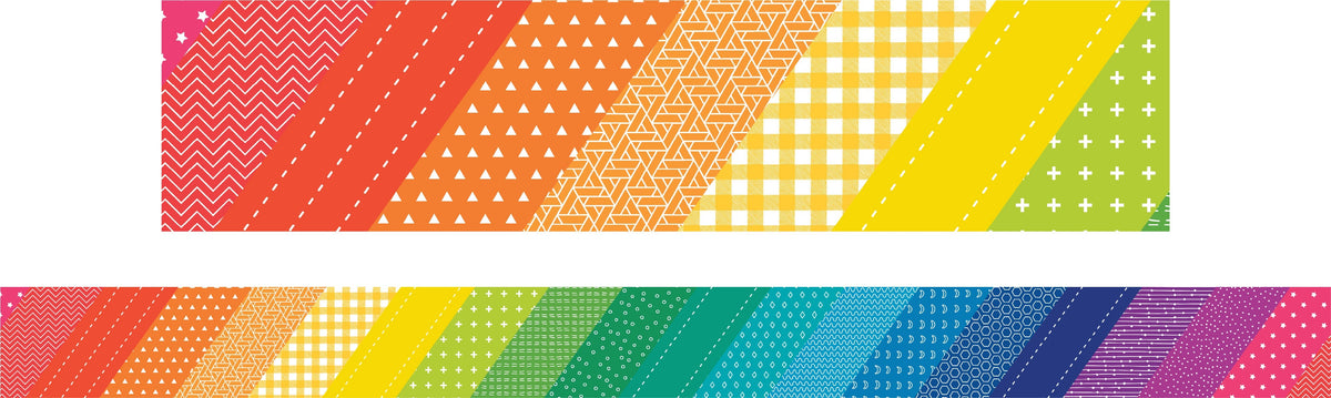 Learning Can Be Fun Rainbow Patterns Classroom Border Pack of 12