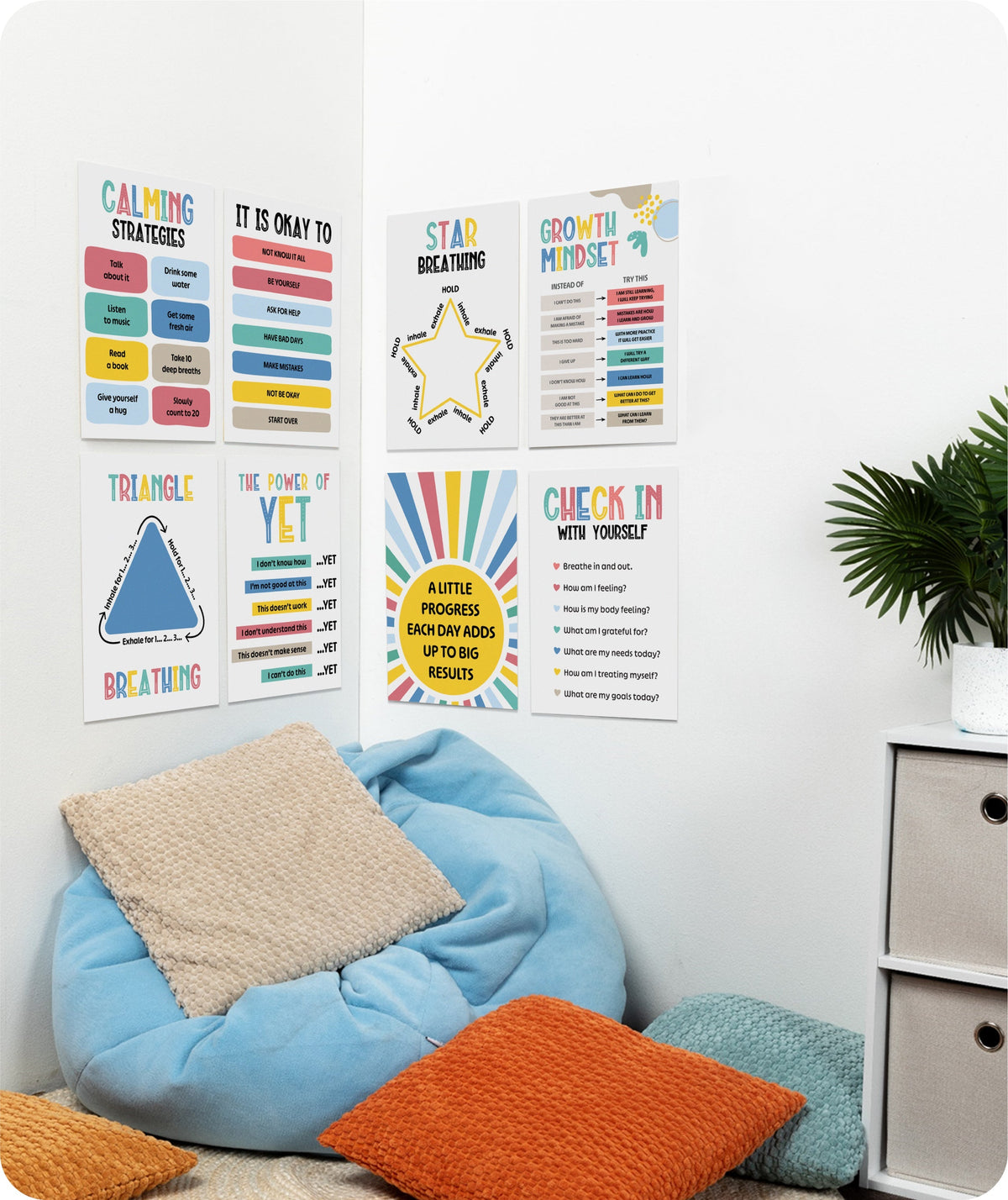 Learning Can Be Fun Growing Minds Calming Corner Poster Set of 8