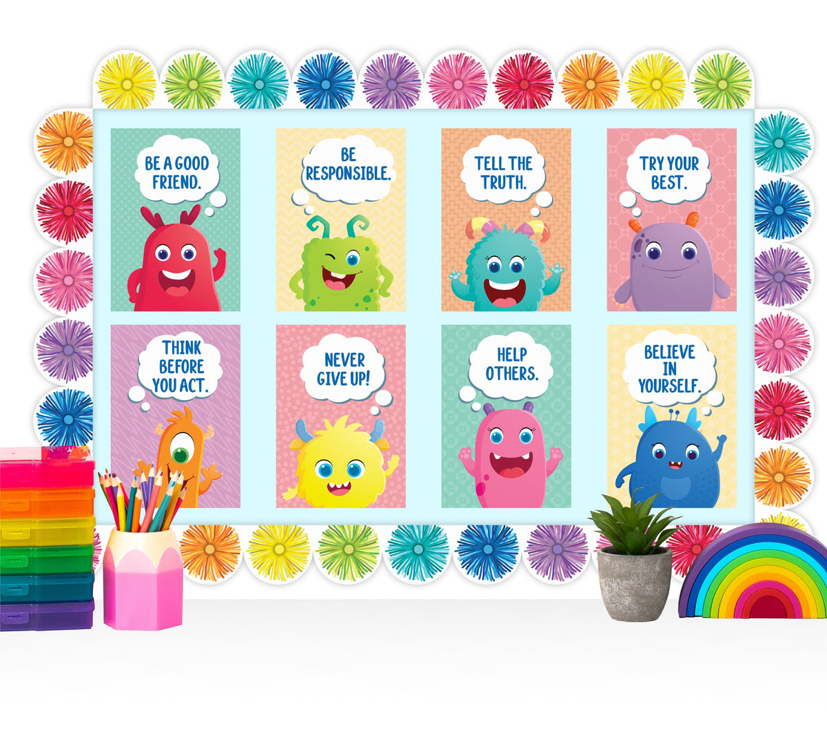 Learning Can Be Fun Giggle & Grow Character Traits Poster Set of 8