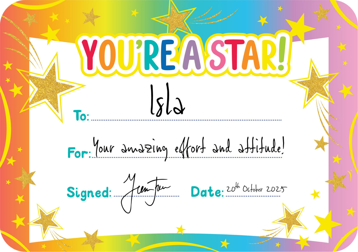 Learning Can Be Fun Giggle & Grow You're a Star Certificates Pack of 30