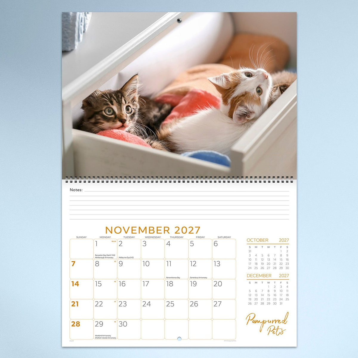 Easy2C Calendar 2027 Wiro Pampurred Pets 337 x 240mm