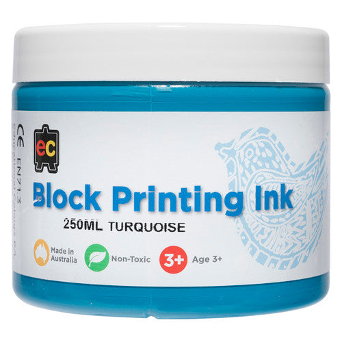 Educational Colours Block Printing Ink 250ml Turquoise