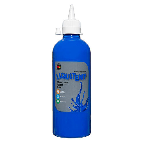 Educational Colours Fluorescent Liquitemp Classroom Poster Paint 500ml Blue
