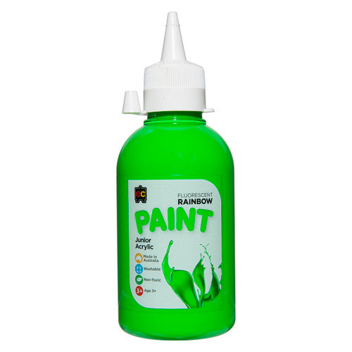 Educational Colours Fluorescent Rainbow Junior Acrylic Paint 250ml Green