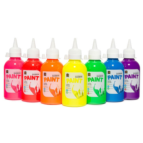 Educational Colours Fluorescent Rainbow Junior Acrylic Paint 250ml Green