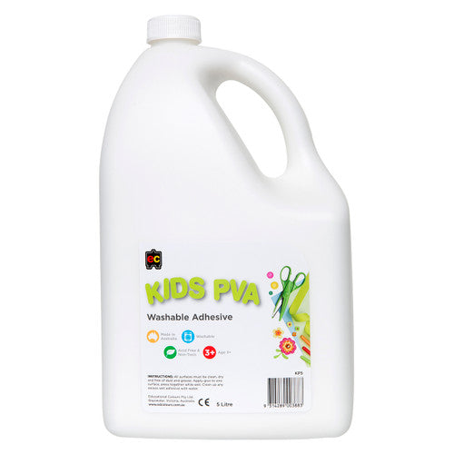Educational Colours Kids PVA Washable Adhesive 5L