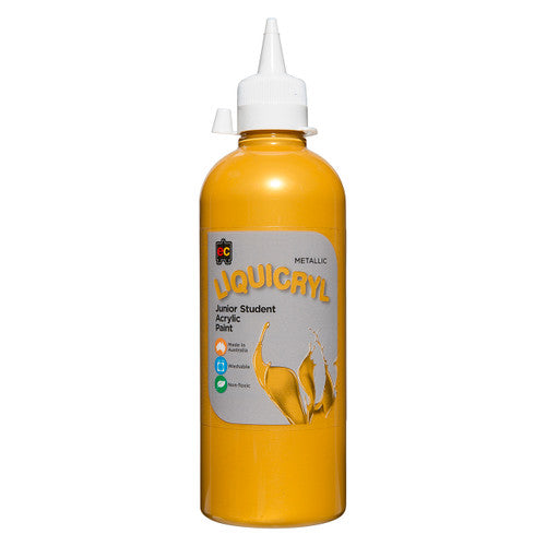 Educational Colours Metallic Liquicryl Junior Student Acrylic Paint 500ml Gold
