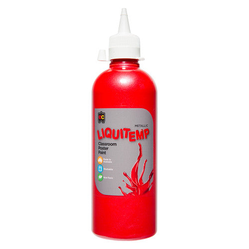 Educational Colours Metallic Liquitemp Classroom Poster Paint 500ml Red