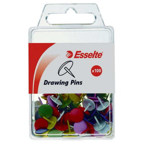 Esselte Coloured Drawing Pins Assorted Pack 100