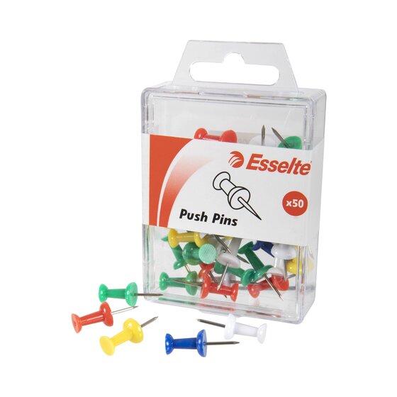 Esselte Push Pins Assorted Colours Pack of 50