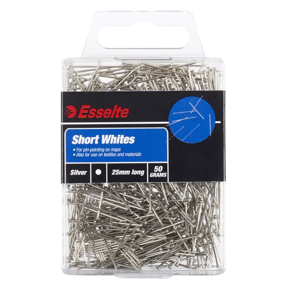 Esselte Dressmaker Pins 25mm Short White 50g
