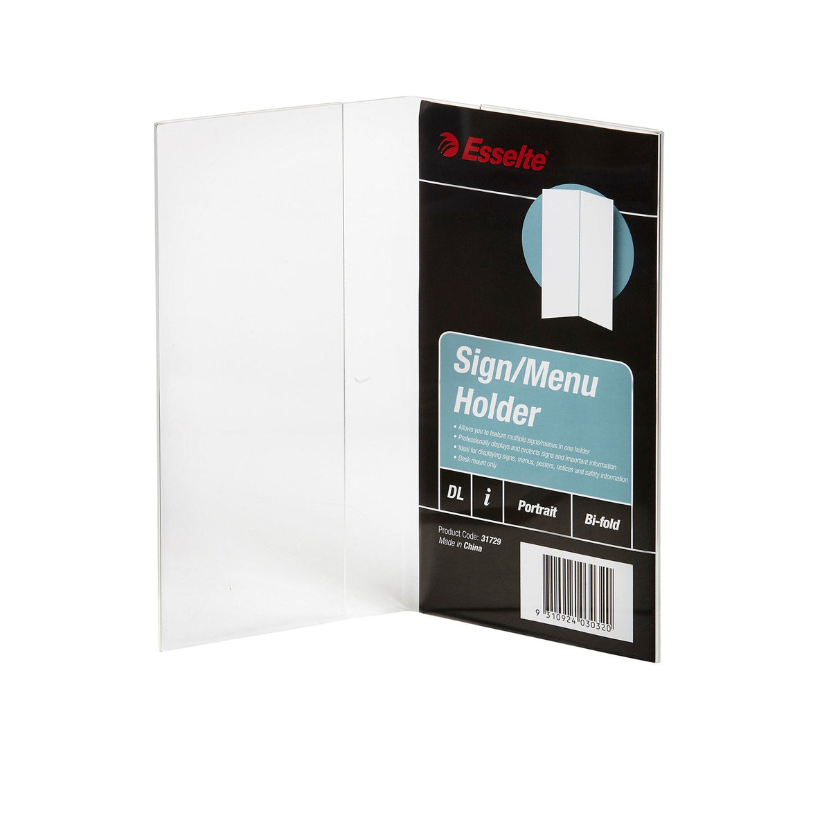 Esselte Sign and Menu Holder Bifold DL Clear