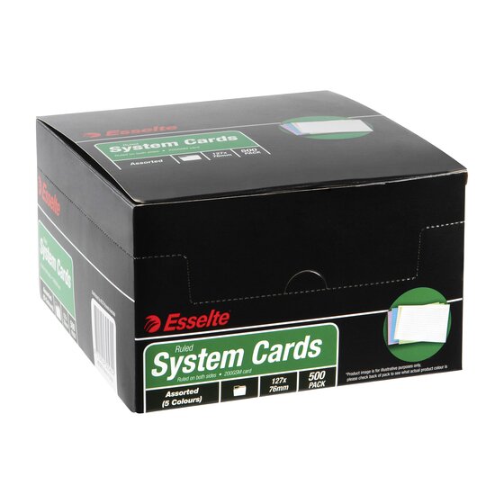 Esselte System Cards Ruled 127x76mm Assorted Pack of 500