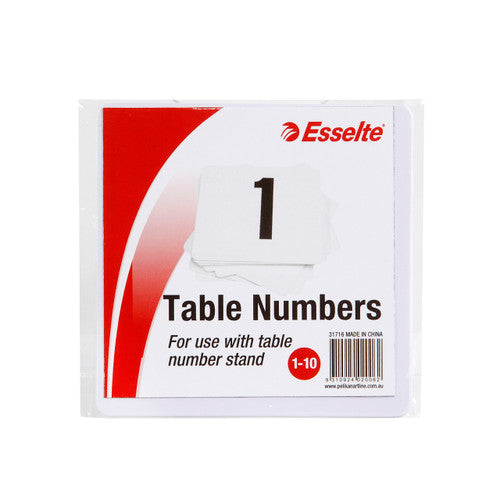 Esselte 31716 Table Numbers 1 to 10 White 10x10cm Pack 10