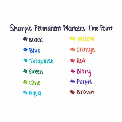 Sharpie Permanent Marker Fine Point Aqua Pack of 12