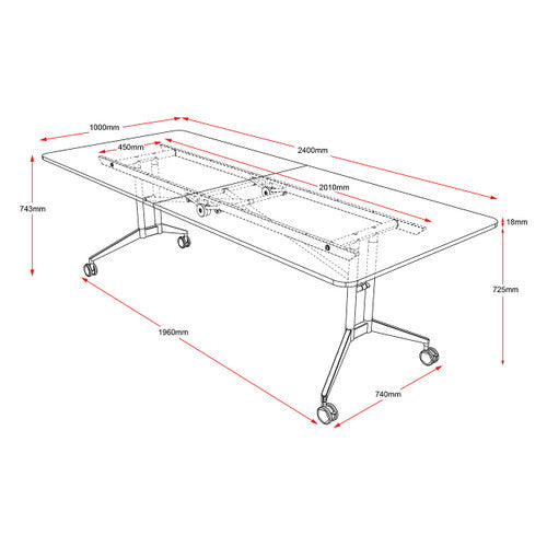 Rapidline Rapid Edge Folding Meeting and Boardroom Table 2400 x 1000mm Natural White