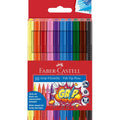 Faber-Castell 10 Grip felt tip pens in red cardboard wallet showing ten colour markers from yellow to black with raised dot grips and a comic style Grip graphic