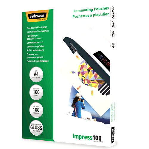Fellowes Laminating Pouches A4 100mic Gloss Pack 100