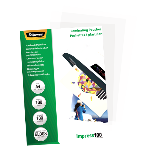 Fellowes Laminating Pouches A4 100mic Gloss Pack 100