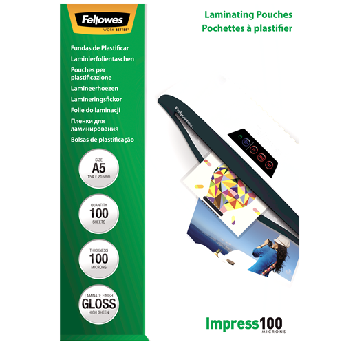 Fellowes Laminating Pouches A5 100mic Gloss Pack 100