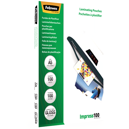 Fellowes Laminating Pouches A5 100mic Gloss Pack 100