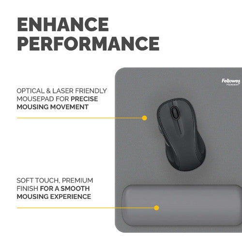 Fellowes Breyta Mouse Pad Wrist Rest Grey 200 x 240mm