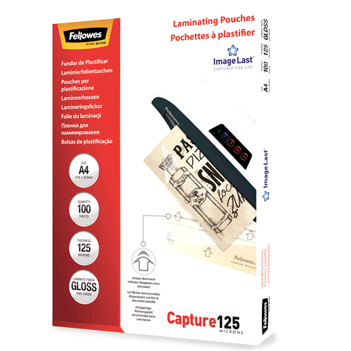 Fellowes ImageLast A4 125 Micron Laminating Pouches Pack of 100