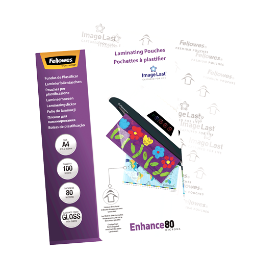 Fellowes ImageLast Laminating Pouches A4 80mic Gloss Pack 100
