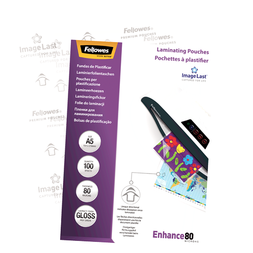 Fellowes ImageLast Laminating Pouches A5 80mic Gloss Pack 100