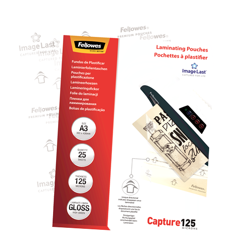 Fellowes ImageLast Laminating Pouches A3 125mic Gloss Pack 25