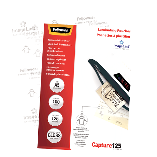 Fellowes ImageLast Laminating Pouches A5 125mic Gloss Pack 100