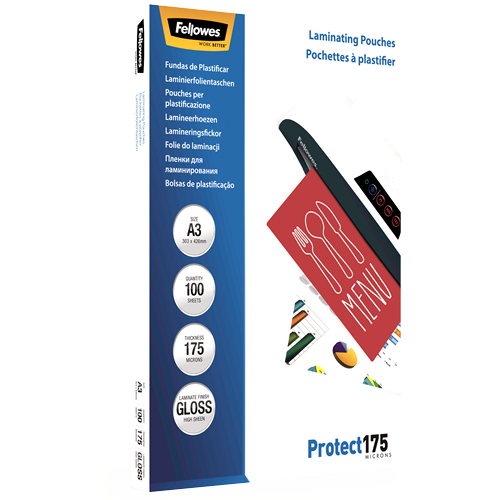 Fellowes Laminating Pouches A3 175mic Gloss Pack 100
