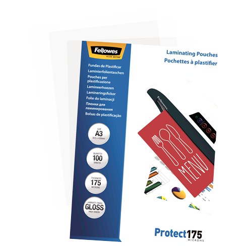 Fellowes Laminating Pouches A3 175mic Gloss Pack 100
