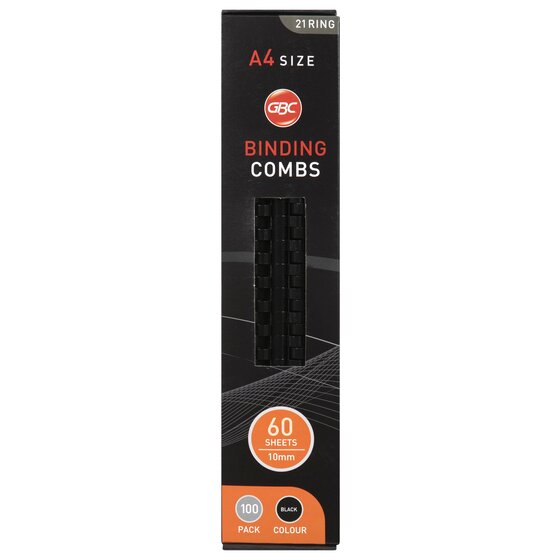 GBC Binding Comb 10mm Black Pack of 100