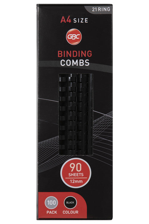 GBC Binding Comb 12mm Black Pack of 100