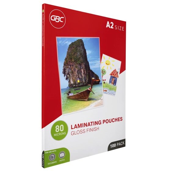 GBC Laminating Pouches A2 80 Micron Pack 100