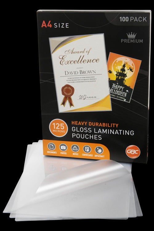 GBC Laminating Pouches A4 125 Micron Pack 100
