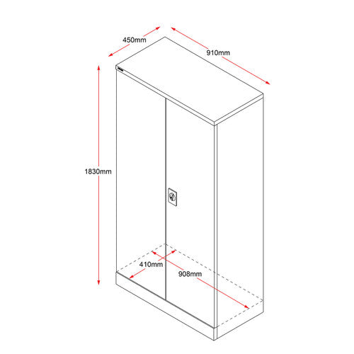 Rapidline Go Swing Door Steel Cupboard 910 x 450 x 1830mm White China